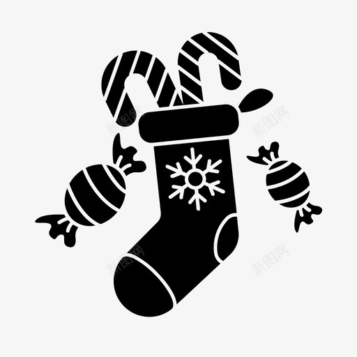 袜子和糖果圣诞节圣诞老人svg_新图网 https://ixintu.com 袜子 糖果 圣诞节 圣诞老人 冬天