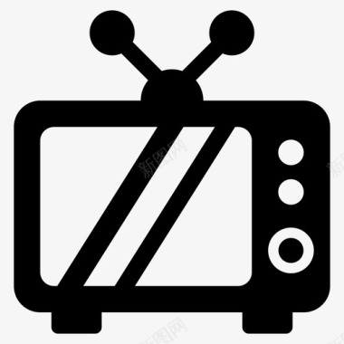 复古电视网络和通信字形矢量图标图标