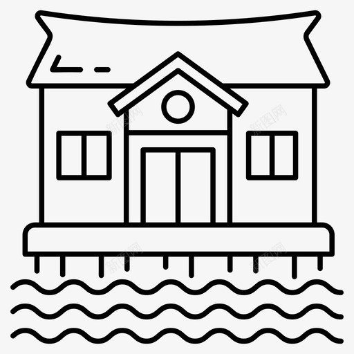 海滩别墅室内和建筑线矢量图标svg_新图网 https://ixintu.com 海滩 别墅 室内 建筑 矢量 矢量图 图标