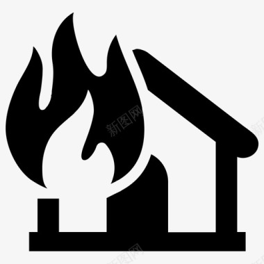 家庭火灾爆炸图标家庭保险房屋图标