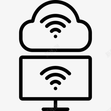 计算机pc和云wifi热点互联网图标