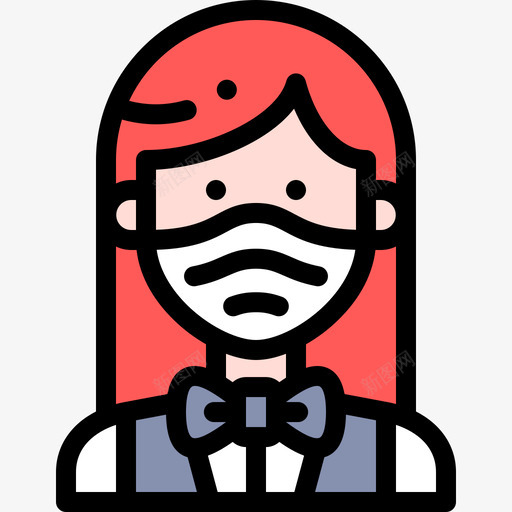 女服务员头像带医用面罩1线性颜色svg_新图网 https://ixintu.com 女服务员 头像 医用 面罩 线性 颜色