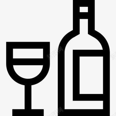 葡萄酒在家休闲活动5线性图标