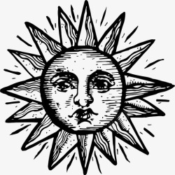 中世纪的太阳复古太阳手绘中世纪高清图片