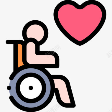 残疾人残疾人援助24线性颜色图标