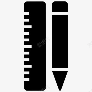基本工具铅笔和比例尺文具图标