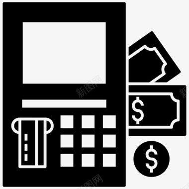 自动柜员机自动取款机商业和金融图标图标