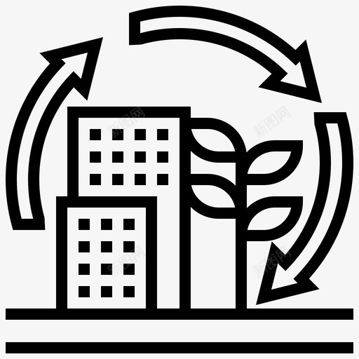 可持续建筑100线性svg_新图网 https://ixintu.com 持续 建筑 线性