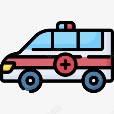 救护车城市元素81线性颜色图标
