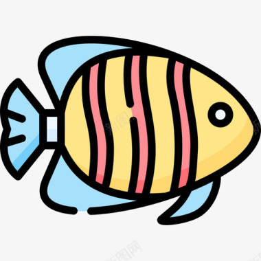 鱼类热带目的地1线形颜色图标