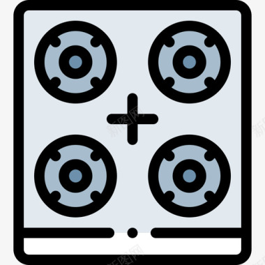 炉灶厨房156线性颜色图标