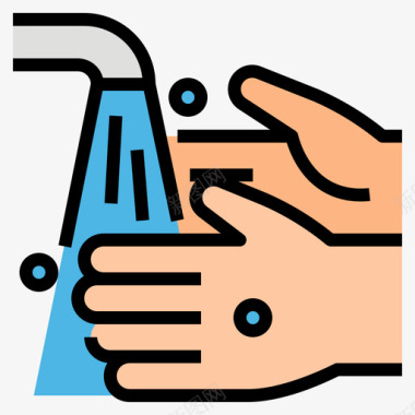洗你的手covid23线性颜色图标