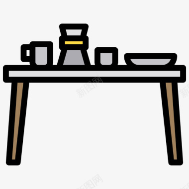 咖啡桌家具和装饰2线性颜色图标