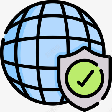 全球网格网络安全57线性颜色图标