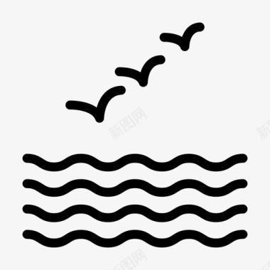 海浪鸟自然河流图标