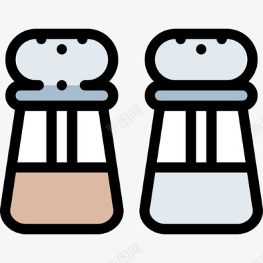 盐和胡椒厨房156线性颜色图标