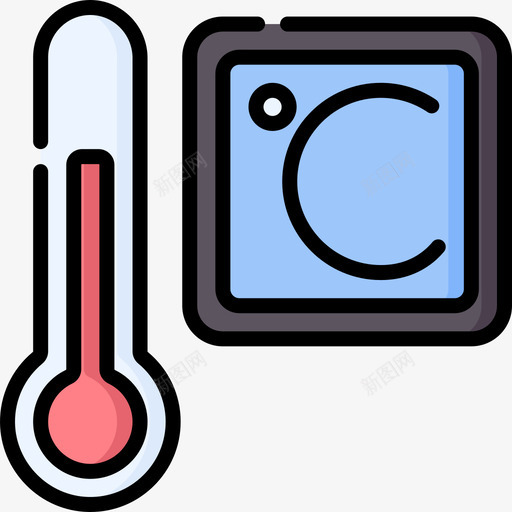 温度计天气359线性颜色svg_新图网 https://ixintu.com 温度计 天气 线性 颜色