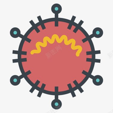 冠状病毒冠状病毒171线状颜色图标