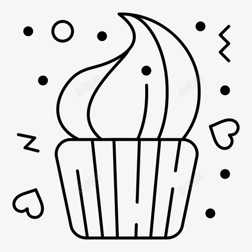 面包店纸杯蛋糕情人节细线svg_新图网 https://ixintu.com 面包店 纸杯 蛋糕 情人节 细线