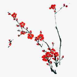 腊月红梅红梅腊月水墨国画中国古风动植物壁纸动植物壁纸高清图片