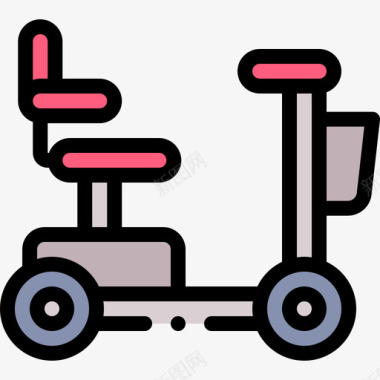 滑板车残疾人援助24线性颜色图标