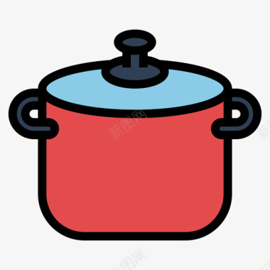 锅厨房用具6线性颜色图标