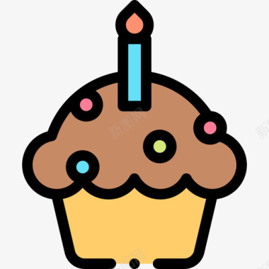纸杯蛋糕生日151线性颜色图标