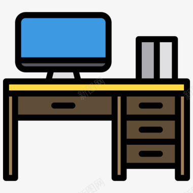 桌面家具和装饰2线颜色图标