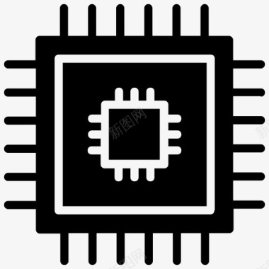 计算机微处理器芯片中央处理器计算机芯片图标