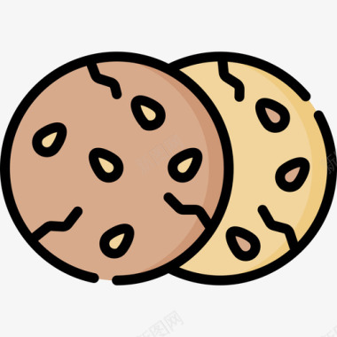 曲奇饼干国际食品16原色图标