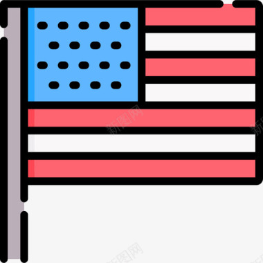 美利坚合众国2004年7月4日线性颜色图标