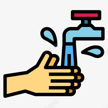 手洗洗手40线性颜色图标