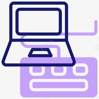开放式笔记本电脑电子产品线性颜色图标