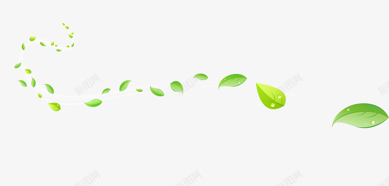 绿色漂浮叶子装饰元素png免抠素材_新图网 https://ixintu.com 叶子 树叶 清新 绿叶