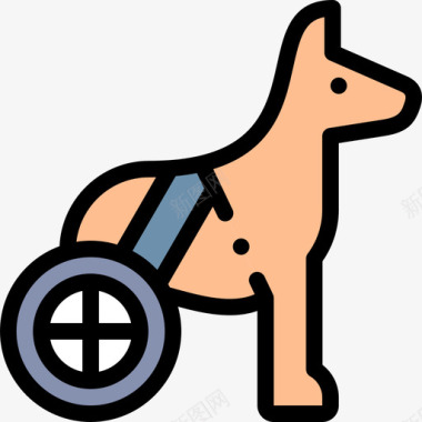 狗残疾人援助24线性颜色图标