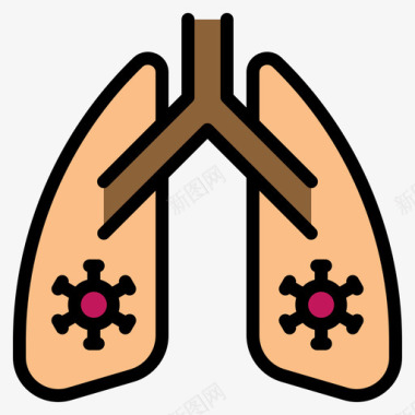 肺病毒传播102线状颜色图标