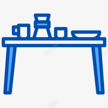 咖啡桌家具和装饰4蓝色图标