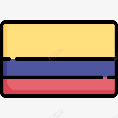 哥伦比亚国旗18线颜色图标