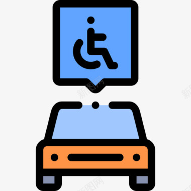 汽车残疾人援助24线性颜色图标