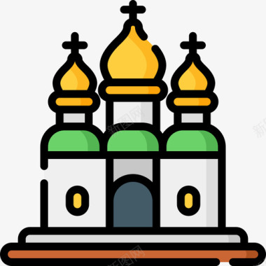 大教堂俄罗斯40线性颜色图标