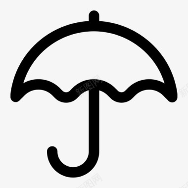 天气雨伞防护线性图标
