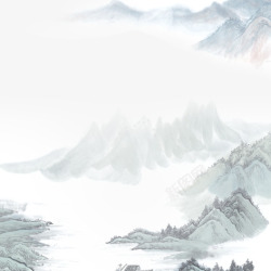 中国古风水墨山水免扣透明插画后期美化PS设计178素材
