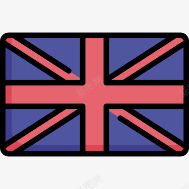 英国国旗18直线颜色图标