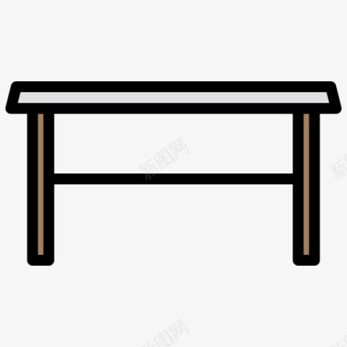 桌子家具和装饰2线颜色图标