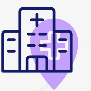 医院大楼医疗保健33线性颜色图标