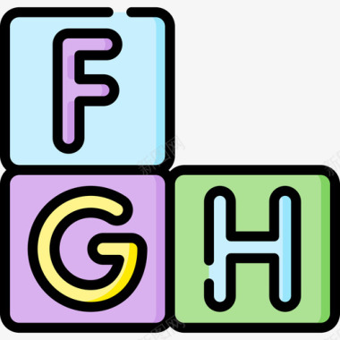字母表国际儿童节3线颜色图标