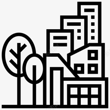 绿色工厂建筑城市图标