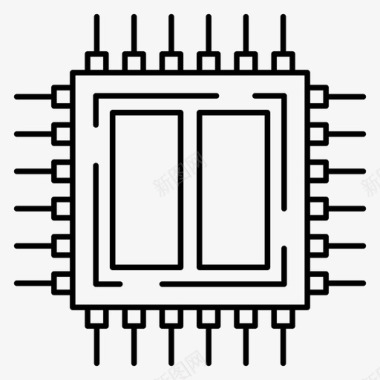 双核计算机芯片微处理器图标