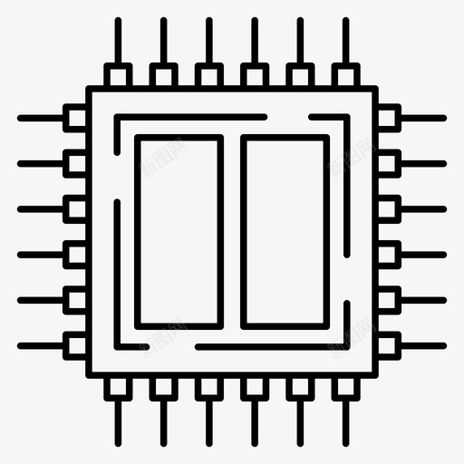 双核计算机芯片微处理器svg_新图网 https://ixintu.com 双核 芯片 计算机 微处理器 处理器 双微 cpu 电子 电器 向量 图标