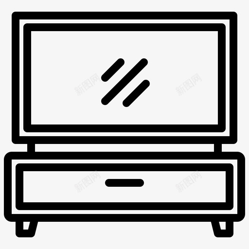 电视桌家具及装饰1线性svg_新图网 https://ixintu.com 电视 家具 装饰 线性